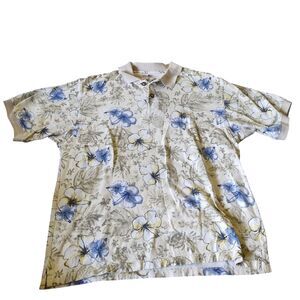 The Skins Game Golf Shirt Men’s Small Floral Cotton Short Sleeve Casual Polo